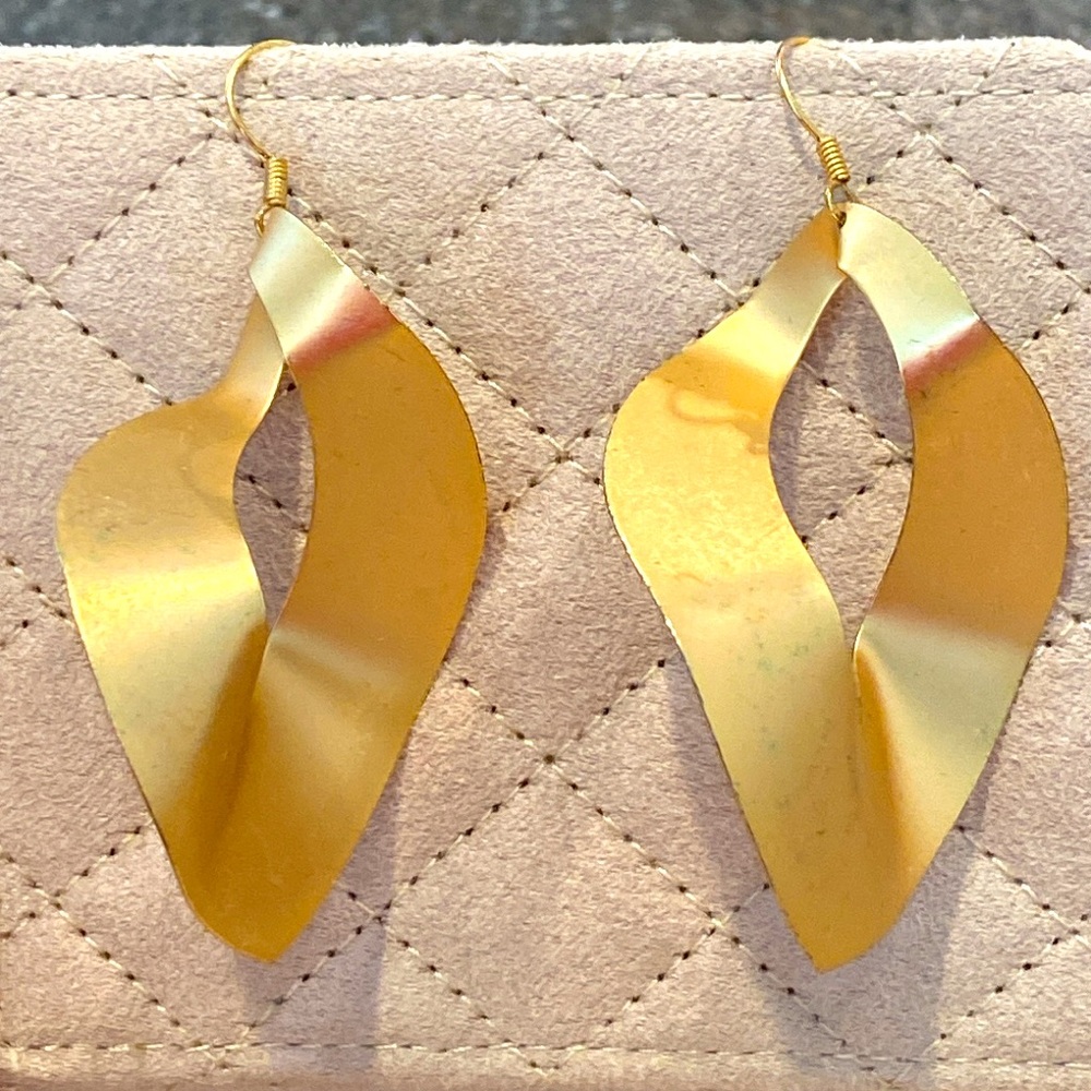 COS Large Modern Gold Dangle Earrings
